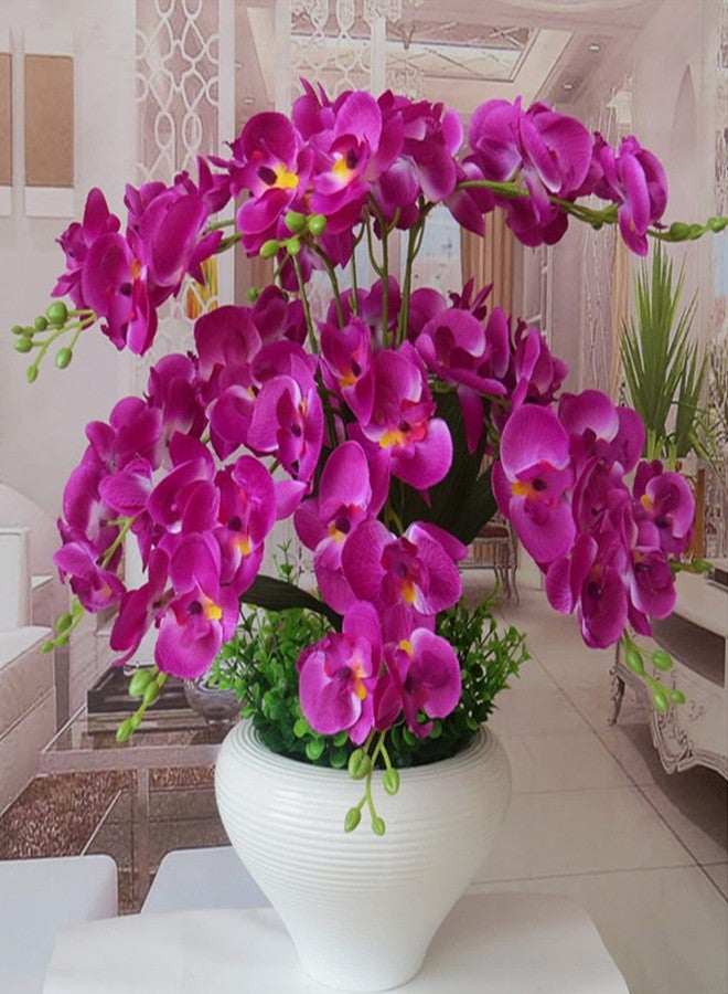 FagusHome 32" Artificial Phalaenopsis Flowers 6 Pcs Artificial Orchid Flowers Stem Plants for Home Décor (Purple) - Image 5